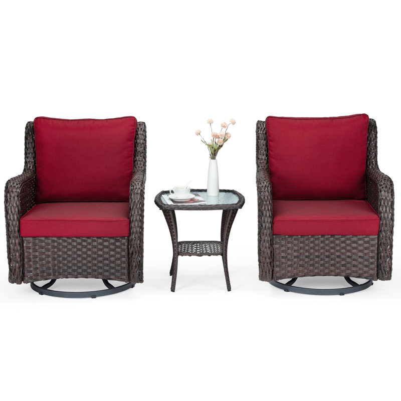 Samentha - Person Patio Conversation Set, Red
