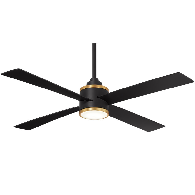 Minka Aire Falco - 54" Ceiling Fan W/Light Kit, Coal/Soft Brass, Coal/Soft Brass, Coal/Soft Brass