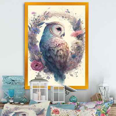 «Cute Owls Floral III», impression sur toile