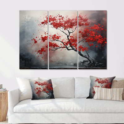 Fiery Red Maple Tree I - Tree Maple Wall Art Living Room Set