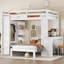 Lit double superposé double / double avec lit inférieur démontable et bureau, structure de lits superposés en bois massif avec tablettes intégrées et garde-robe, peut être converti en lit mezzanine-1606283230-1606283231