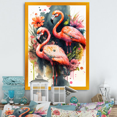Mignon flamants roses - Peinture sur toile