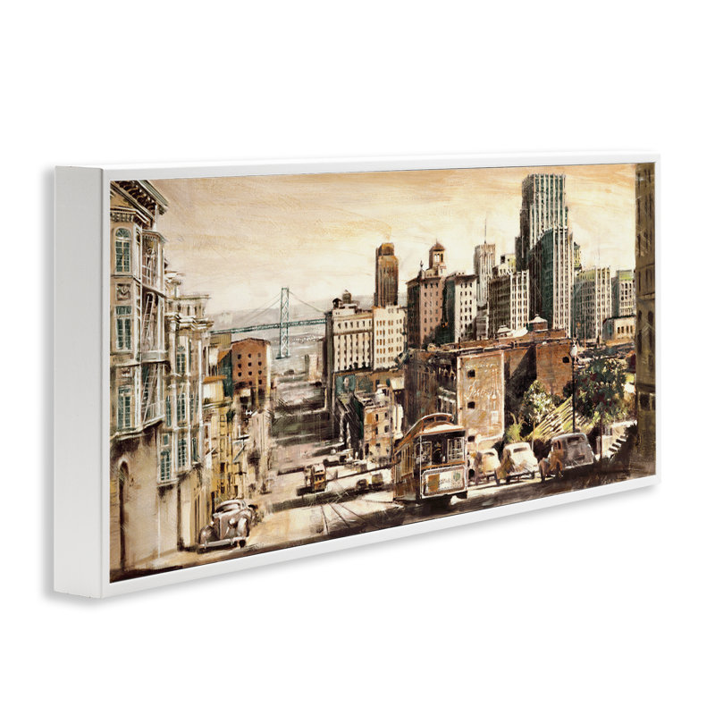 Scène de ville industrielle, estampe numérique par Matthew Daniels, Estampe numérique encadrée blanc bord de mer