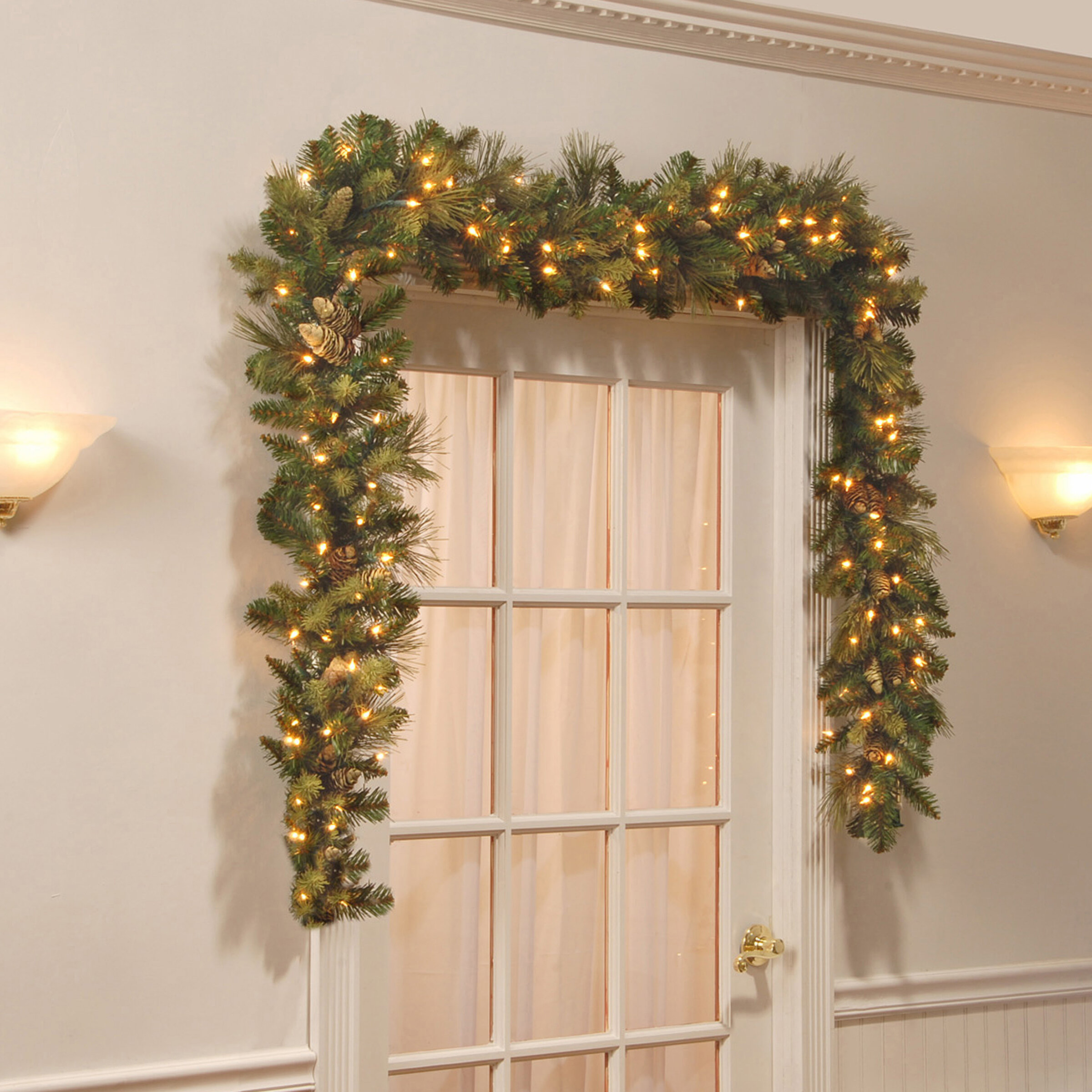 Steelside™ 9' Carolina Pine Pre-Lit Garland with 100 Warm Lights & Reviews