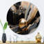 Or et marbré noir Euphoria II - marbre abstrait, art mural rond en métal-88628781