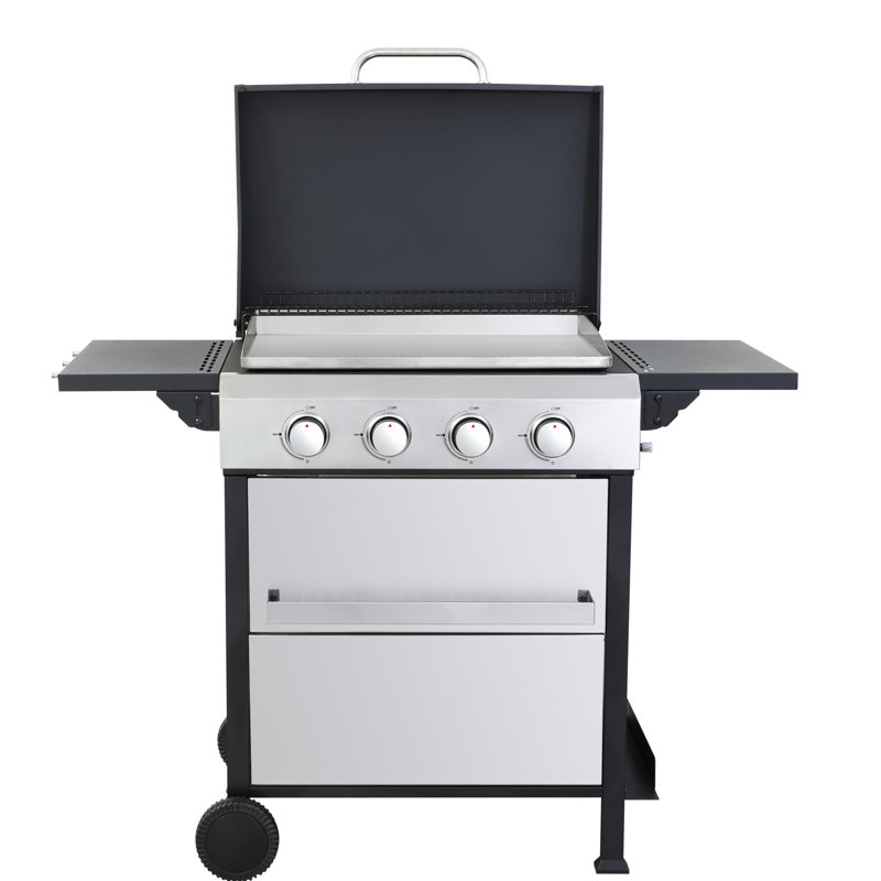 Barbecue d'extérieur au gaz propane 4, 49200Btu, SS, grilles de cuisson en émail métallique, table d'appoint pliable, support à panier suspendu, barbecue avec sortie 49200Btu, pour