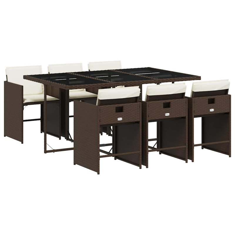 Patio Dining Set with, Cream White, Brown