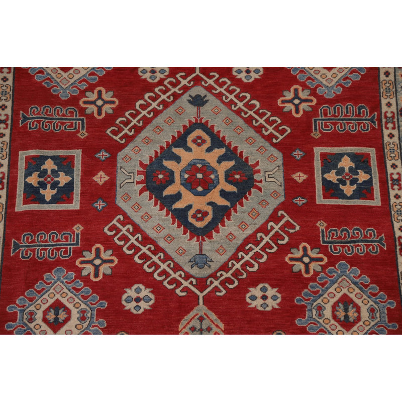Tapis oriental géométrique Kazak rouge 7 x 10