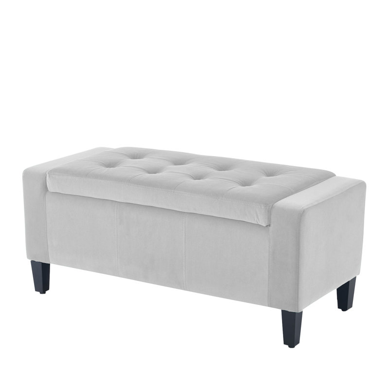 Polyester Upholstered Bench, Silver