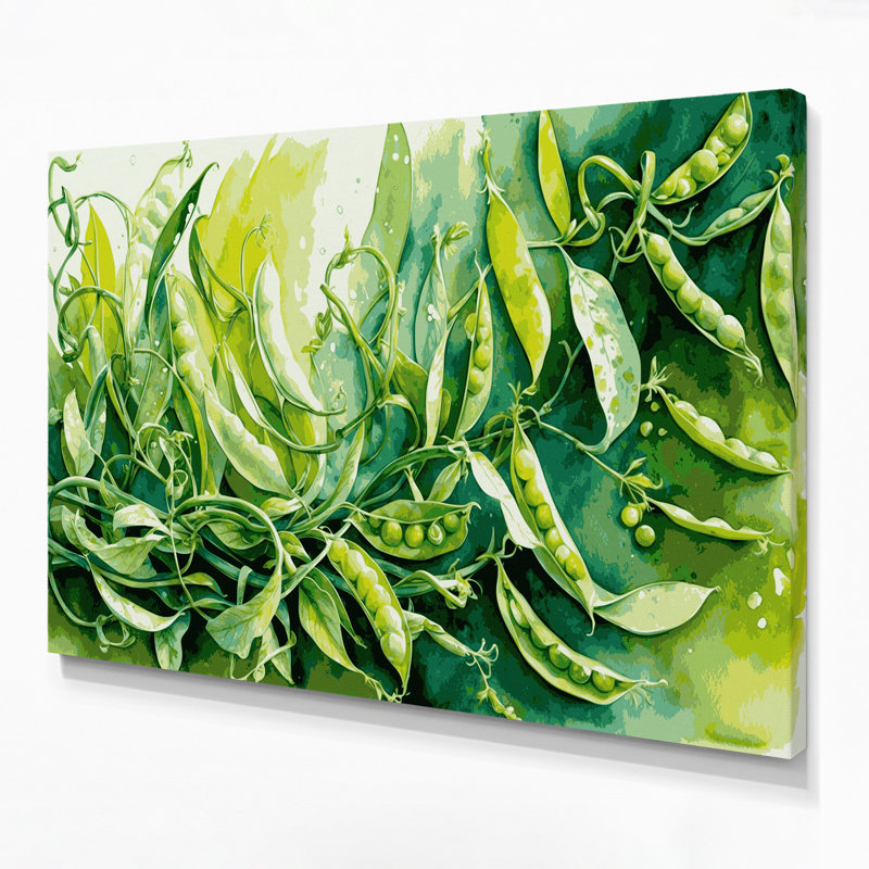 Art sur toile, légumes, pois mange-tout, vert, H 20 po x l 30 po
