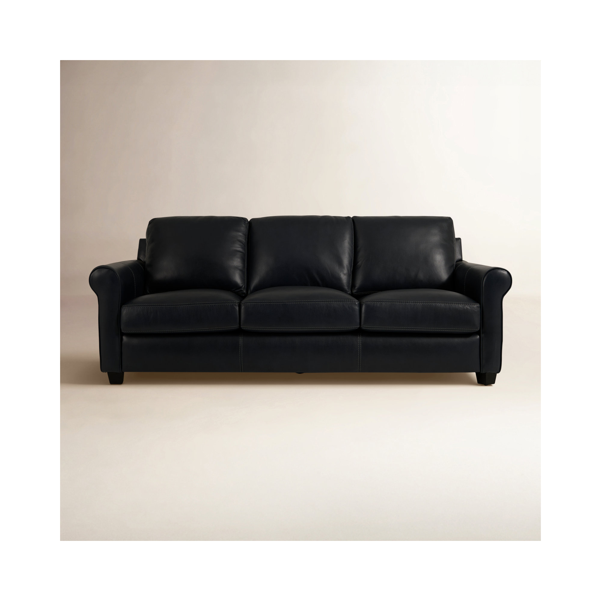 Cataldo 86'' Upholstered Sofa, Counterbalance Navy Genuine Leather