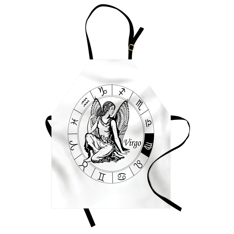 East Urban Home Virgo Apron, Cooking Gardening, Adult Size, Black White