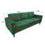 Green Patterned Upholstered Sofa With Solid Wood Frame And Natural Wood Legs(3-Seater)