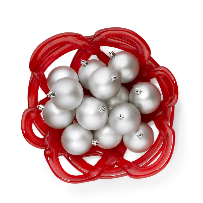 Basket Crystal Decorative Plate, Small (3" H x 12" W x 12" D), Red