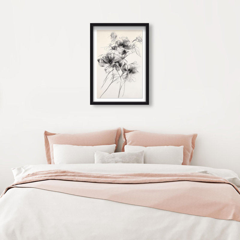 Oliver Gal Pencil Blossom II Floral & Botanical - Luxury Shadowbox Framed Wall Art, 25.5" H x 17.5" W, Black