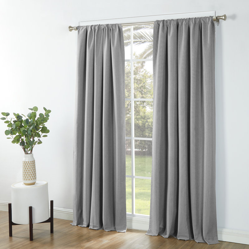 Hollon Blackout Curtain Single Panel, Grey, 52" W x 84" L