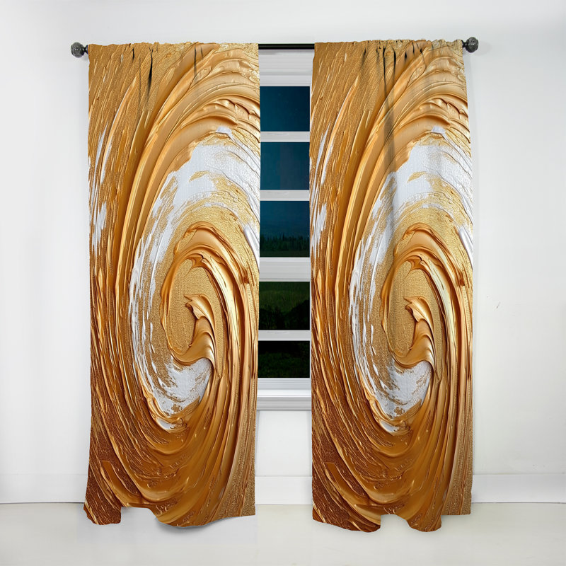 Nébuleuse spirale dorée et blanche I - Rideau en spirale - Velours obscurcissant - 1 panneau, L 52 po x L 90 po