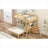 Storage-Focused Platform Bunk Bed Twin Over Full Natural-Toned Solid Pine With Built-in Desk and Three Drawers