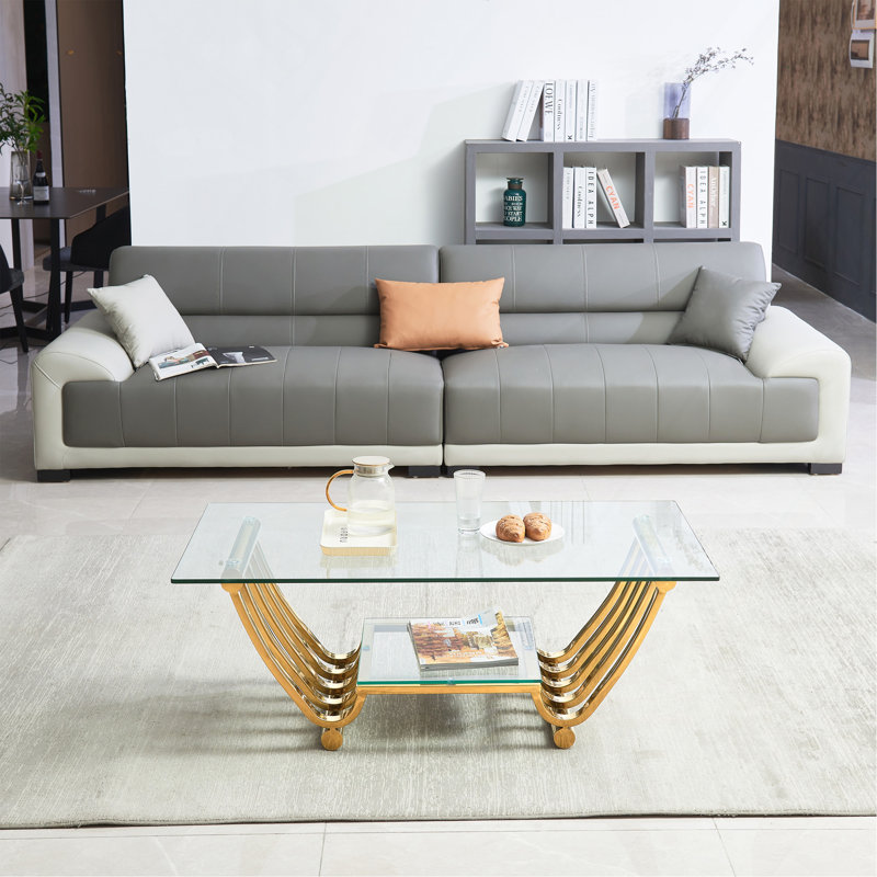 47" Modern Stainless Steel Rectangular Coffee Table