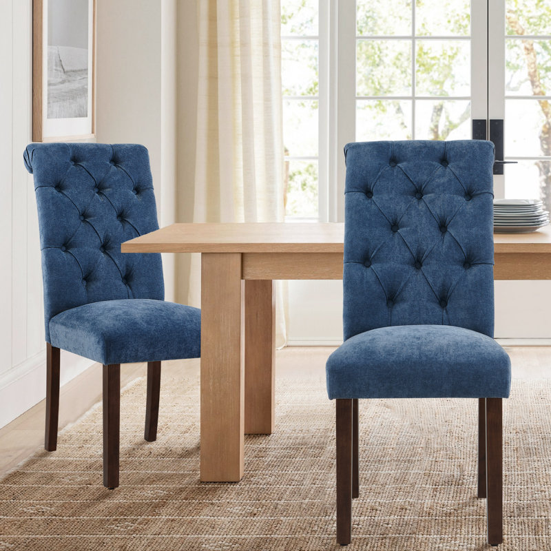 Chaises de salle à manger rembourrées Artemisia, Bleu marine