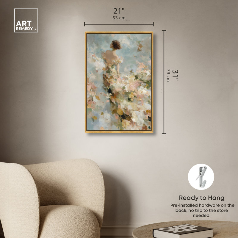 «Petal Gown», reproduction d'art sur toile encadrée florale par Art Remedy, cadre doré, 20 x 30, H 31 po x l 21 po