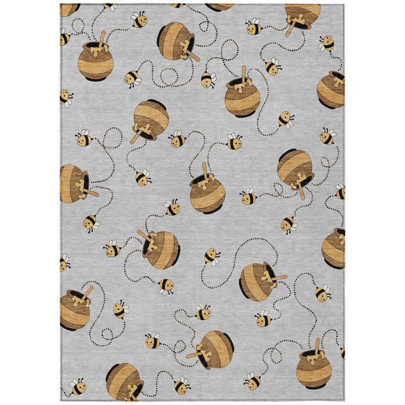Machine Washable Indoor/Outdoor Chantille ACN2650 Kids Rug, Silver, 10' x 14'