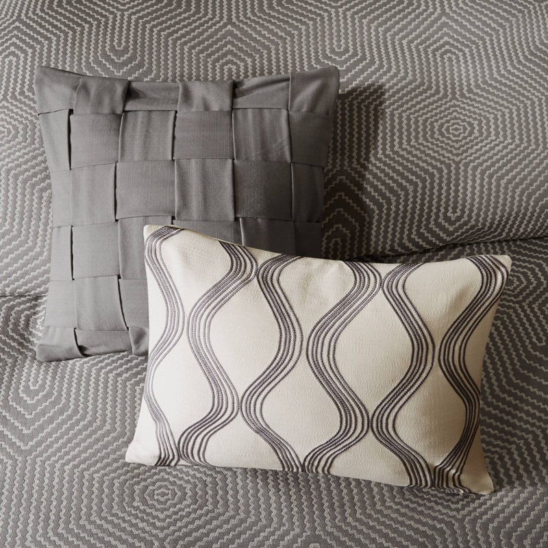 Shades of Serenity Luxury Jacquard Comforter Set, King Comforter + 8 Additional Pieces, Gray