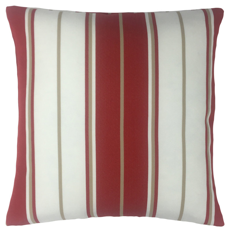 Red and Beige Striped Feather Reversible Throw Pillow 22" x 22"