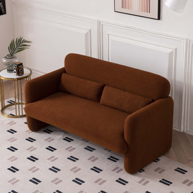 Petruna Upholstered 59.06'' Loveseat, Dark Orange Sherpa