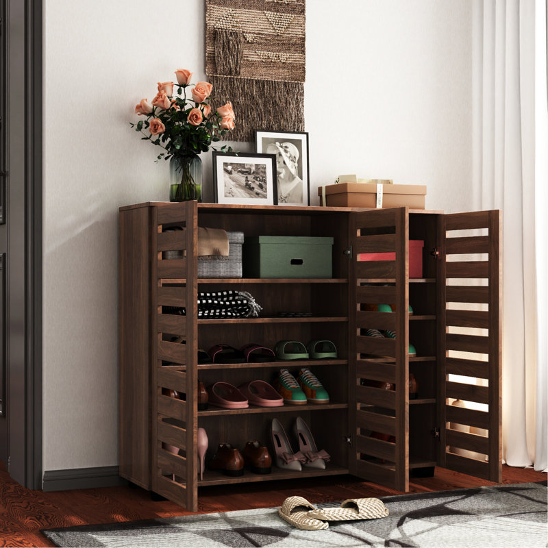 Organisateur de chaussures polyvalent avec 5 pièces spacieuses et conception élégante à persiennes pour armoire de chambre à coucher
