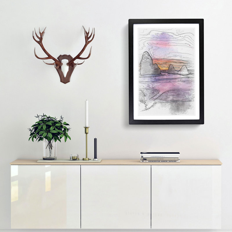 Rodeo Beach in Abstract - Picture Frame Graphic Art Print, 76cm H x 50cm W x 2cm D, Black