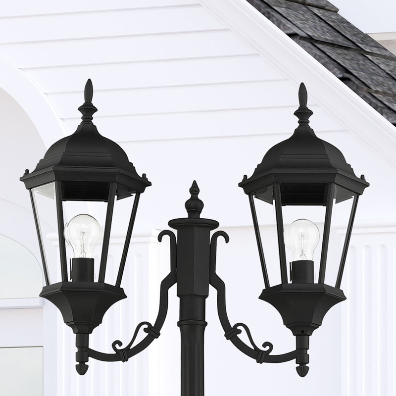 Lampadaire câblé 2 lumières Arelene H 86 "(double), Noir
