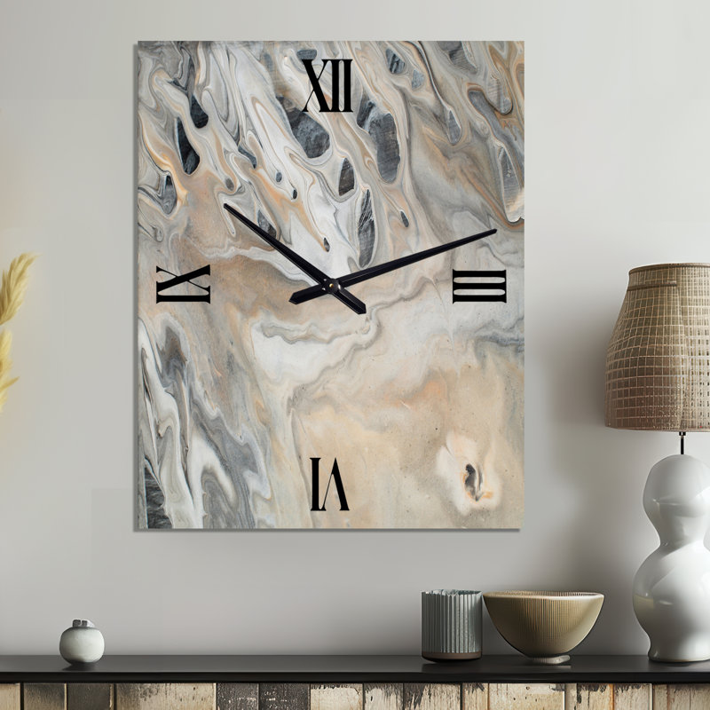 Marbre abstrait avec espace de copie - Horloge murale abstraite en métal, Médium