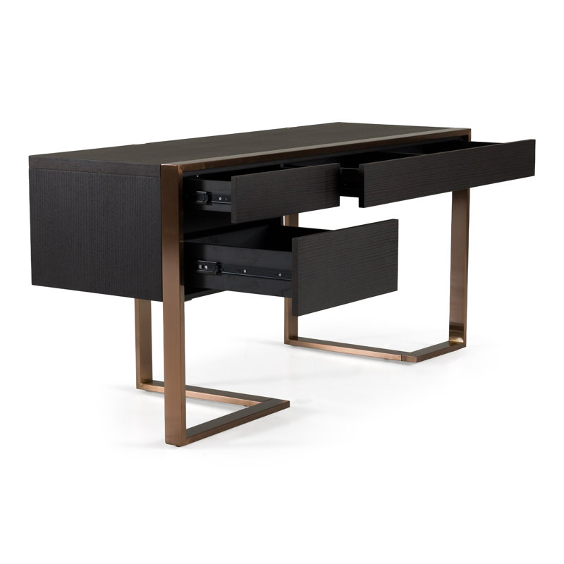 Bureau Faune wengé et or rose