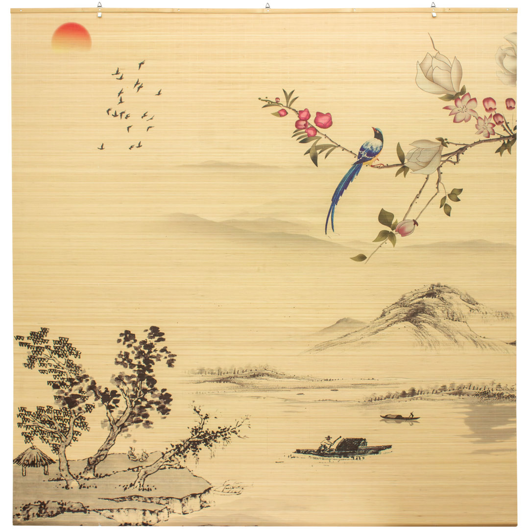 Bamboo Window - Rising Sun Semi-Sheer Black/Brown Roman Shade Winston Porter Length &