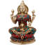 Statue de déesse en laiton fabriquée à la main avec incrustation de Lakshmi, figurine assise de 9 po, sculpture traditionnelle de dévotion pour l'autel et la salle de méditation