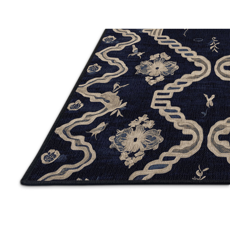 Machine Washable Gray Area Rug, Rectangle 6' x 9'