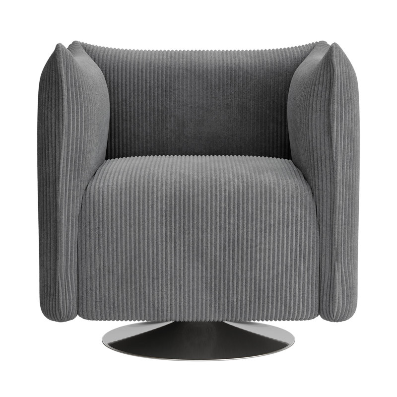 Khortny Upholstered Swivel Barrel Chair, Polyester Gray