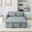 Canapé-lit pliable polyvalent de 54,33 pouces en 3 longueurs, canapé-lit moderne en velours, dossier réglable (gris clair)