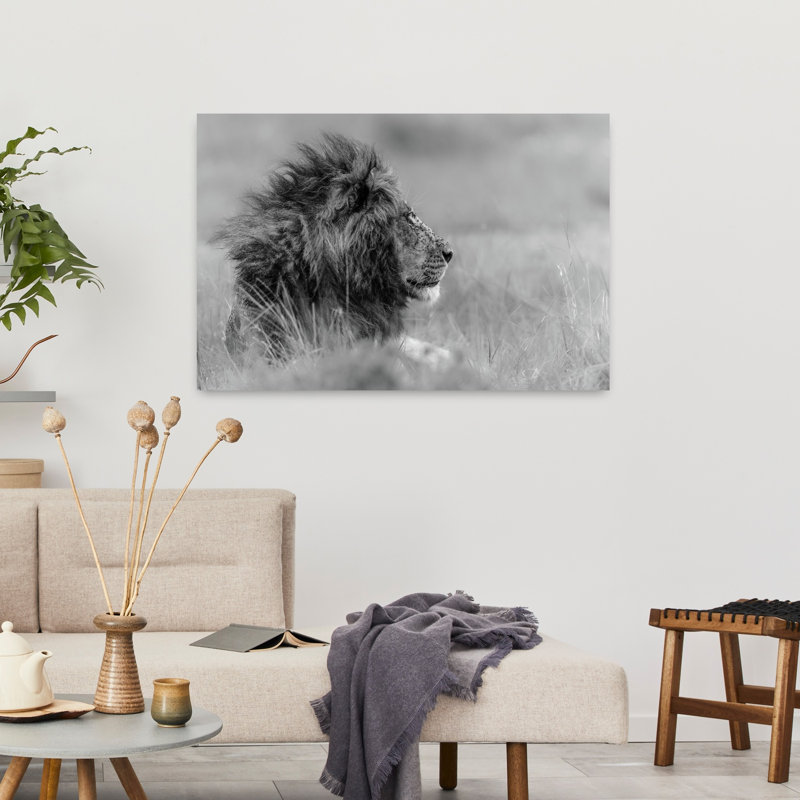 «Majestic Lion Profile», art mural contemporain, H 24 po x l 36 po