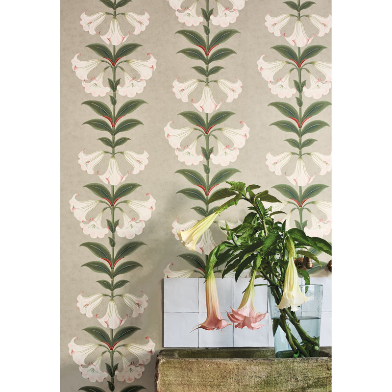 Seville Floral Wallpaper Roll, Green/Beige/Black