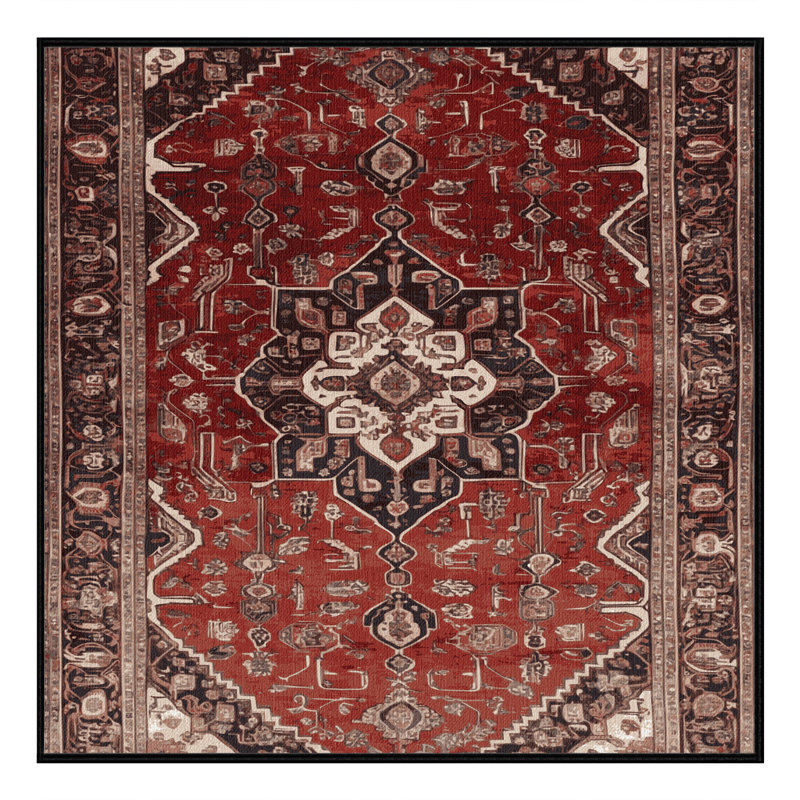 Machine Washable Persian Brown Area Rug, Square 8'