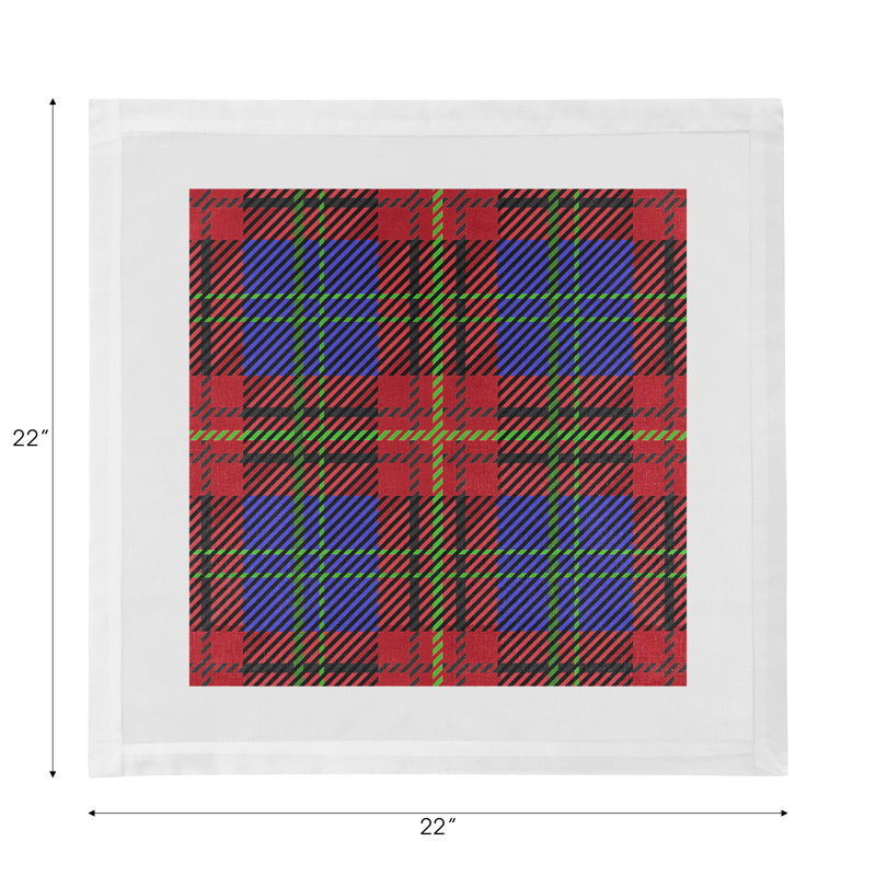 Christmas Tartan Cotton Sateen Dinner Napkins, Blue