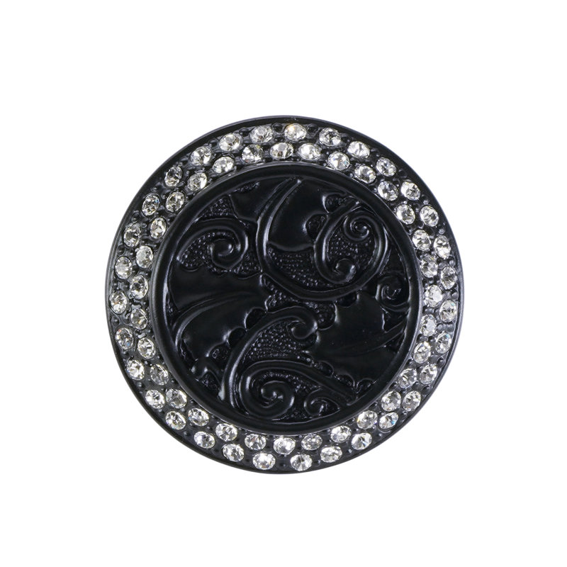 ROOKWOOD KNOB; ERINITE GREEN CRYSTAL, Matte Black
