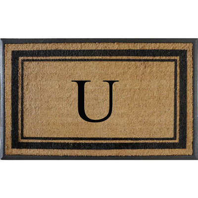 Tapis de porte en fibre de coco monogrammé l 30 po x L 48 po Butters