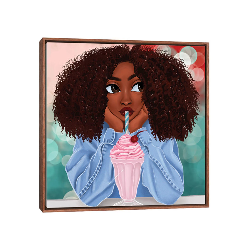 Milkshake par Princess Karibo - impression, H 26 po x l 26 po x P 1,5 po, Toile avec cadre brun, Pas de tapis