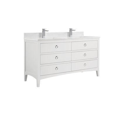 60" Solid Wood Sink Vanity With 1" Artificial Stone Top