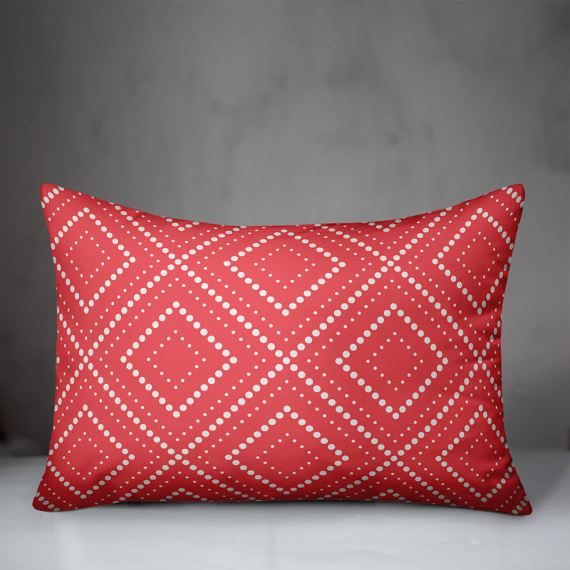  Coussin lombaire intérieur / extérieur à pois Donds, Rouge / blanc, Polyester/ Bourre en polyester