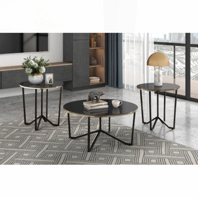 Ensemble de table basse ronde et tables de bout 3 pièces