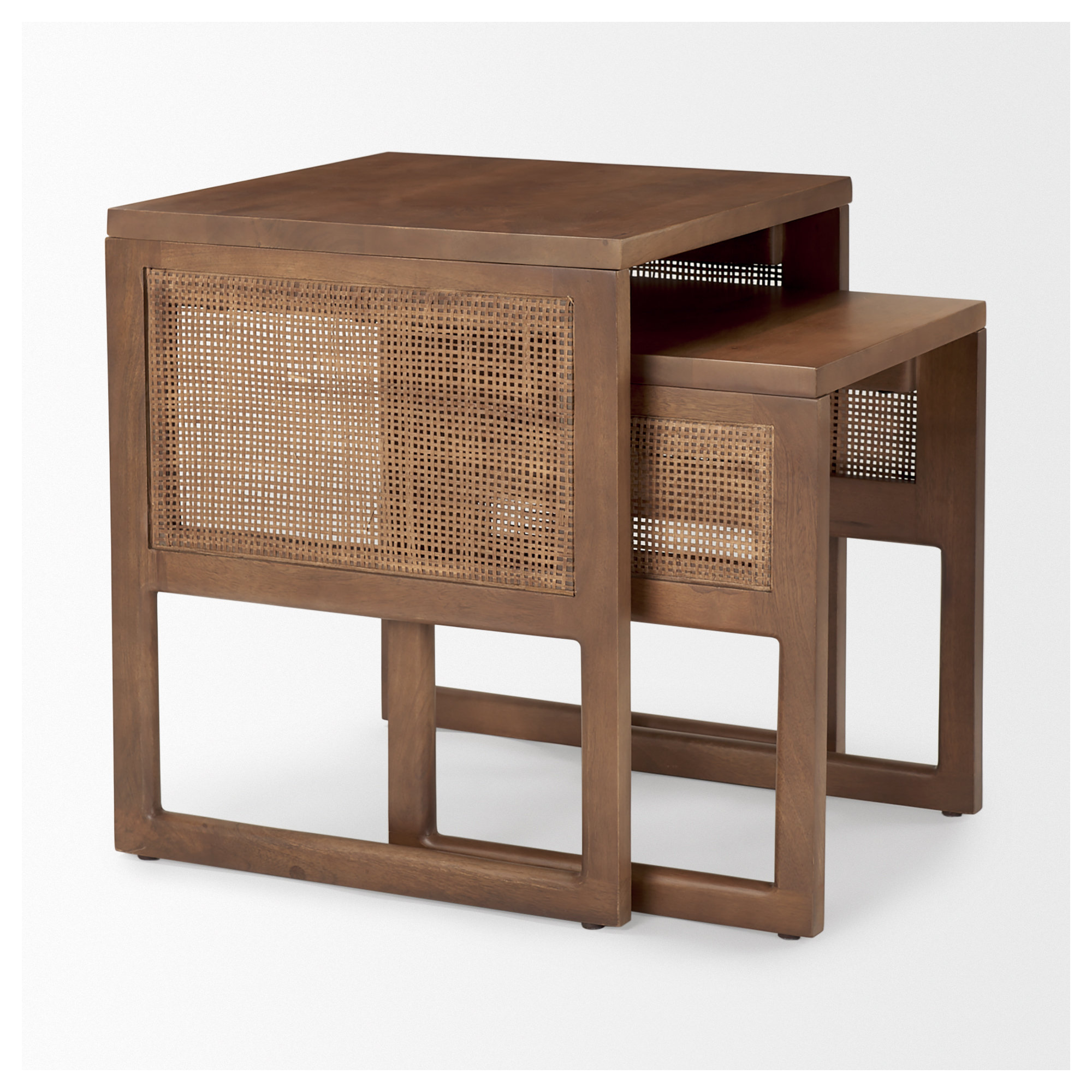 Cinna Solid Wood Nesting End Table, Medium Brown